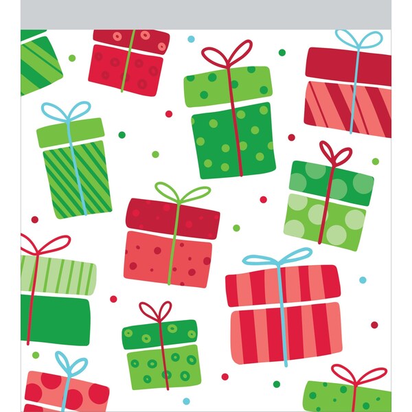 Creative Converting 7" x 6.25" Christmas Presents Favor Bags with Zipper PK120, 120PK 357336 - main